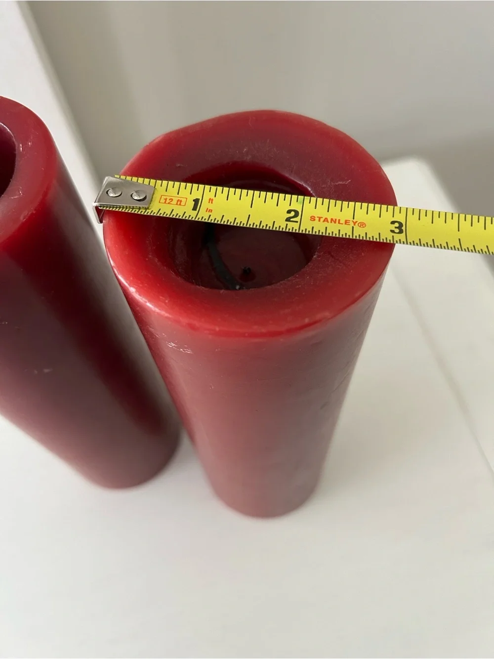Deep Red Cylindrical Pillar Candles Set of 2 by Living Quarters Cranberry Smell